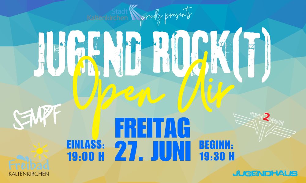 Ankündigungsplakat "Jugend Rock(t) Open Air" am 27.06.25 im Freibad Kaltenkirchen