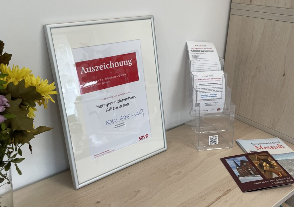 Gerahmte Auszeichnung des SoVD im MGH